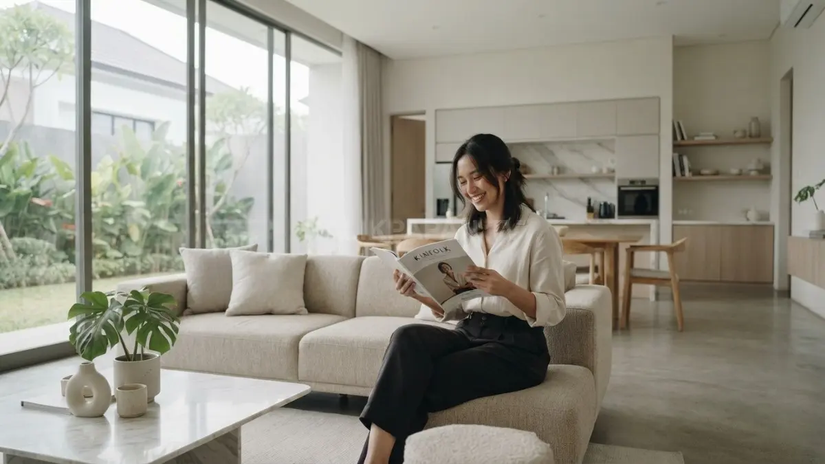 Dekorasi rumah minimalis ala Eropa identik dengan dominasi warna netral yang membuat ruangan terasa lebih lapang, nyaman, dan tampil berkelas tanpa dekorasi berlebihan(BTV/AI).