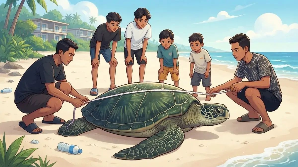 Ilustrasi seekor penyu ditemukan mati mengenaskan di Pantai Balikukup Kecamatan Bidukbiduk diduga dibunuh pelaku tak dikenal. (BTV/AI)