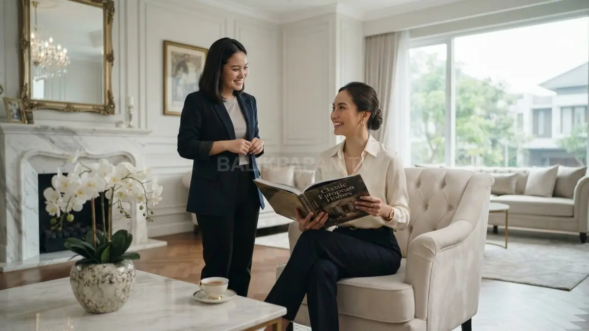 Interior rumah Classic Eropa menampilkan furnitur elegan dengan sentuhan mewah harmonis melalui dekorasi modern berkelas (BTV/AI)
