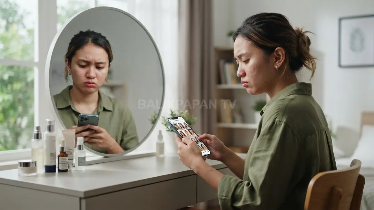Membandingkan kondisi kulit dengan orang lain di media sosial dapat memicu rasa kecewa serta tekanan psikologis. (BTV/Ai)