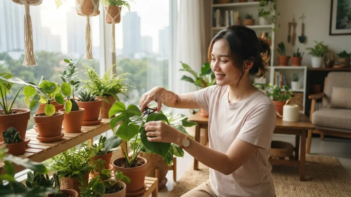 Merawat tanaman terbukti membantu mengurangi stres, meningkatkan suasana hati, serta memberikan rasa rileks. (BTV/AI)