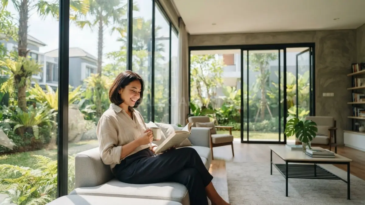 Pencahayaan alami melalui jendela besar menciptakan rumah sehat, hemat energi, dan nyaman sepanjang hari. (BTV/AI)
