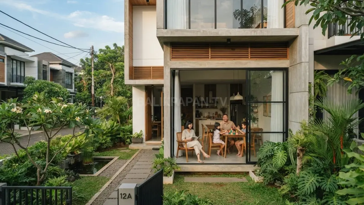  Rumah minimalis tropis di Balikpapan dirancang lawan ventilasi alami supaya rumah tetap adem meski cuaca panas lembap (BTV/AI) 