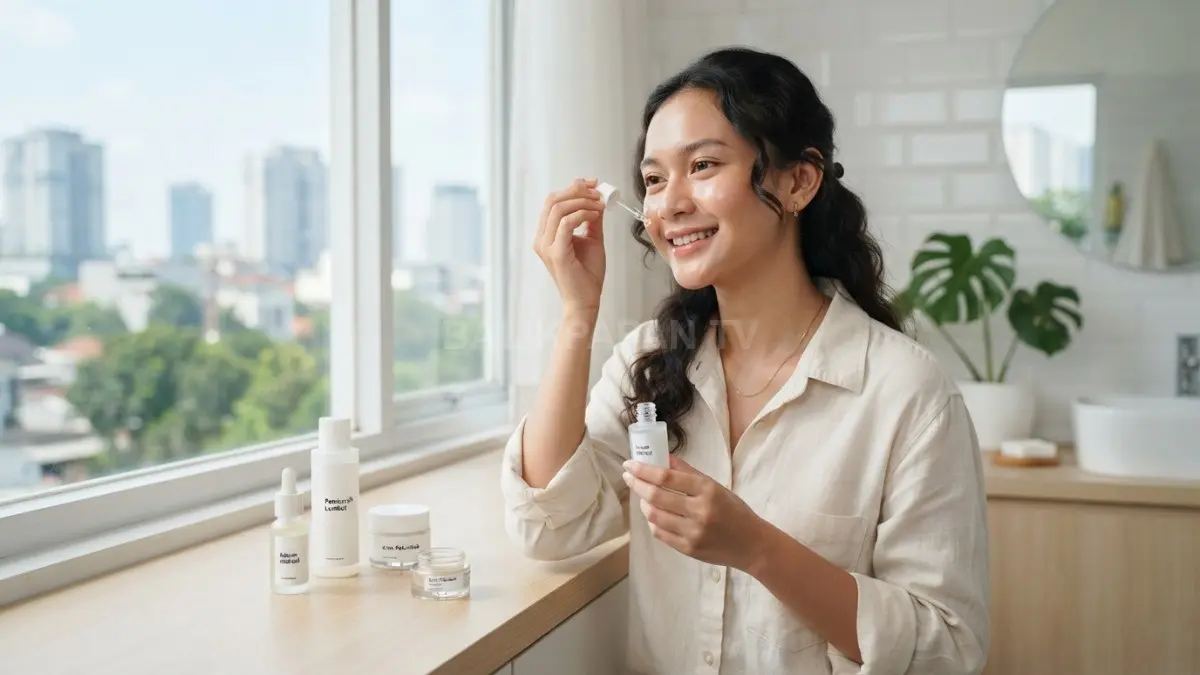 Skincare simpel di era digital — cukup yang penting, kulit tetap sehat, kerja pun tetap produktif, ces!”(BTV/AI).