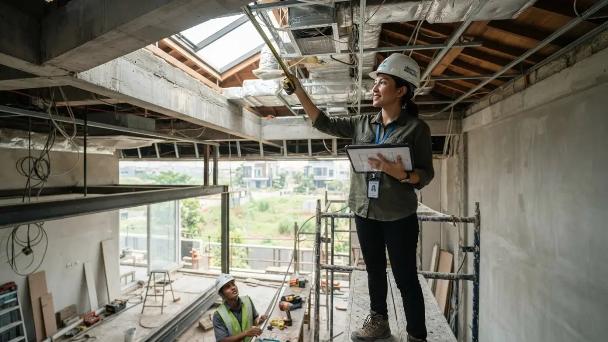 Arsitek memastikan struktur ventilasi pencahayaan rumah sebelum menaikkan tinggi plafon demi kenyamanan penghuni optimal berkelanjutan (BTV/AI)