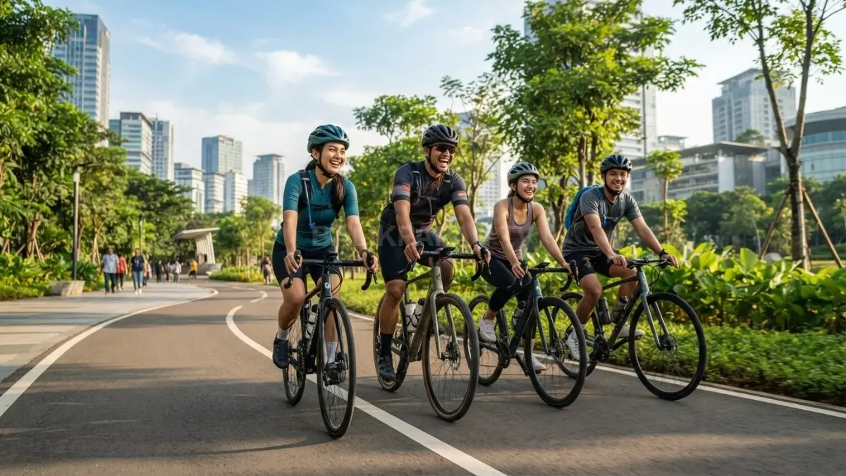 Bersepeda menjadi sarana rekreasi menyenangkan bersama keluarga maupun teman sambil menikmati pemandangan alam indah setiap akhir pekan. (BTV/AI)
