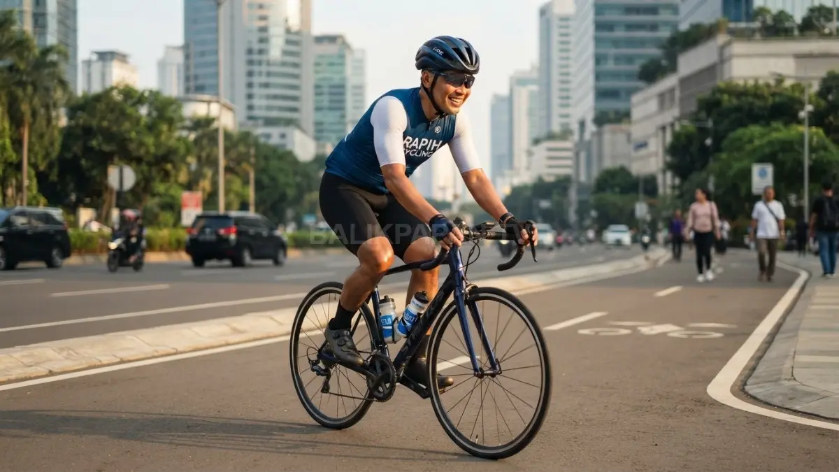 Bersepeda rutin menjaga kesehatan jantung dengan melancarkan sirkulasi darah serta memperkuat otot setiap hari alami. (BTV/AI)