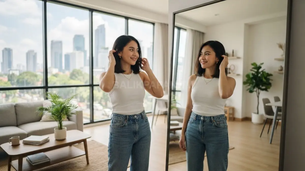 Cermin besar dan pencahayaan alami menjadi elemen home dekor yang memberi ilusi ruang lebih luas sekaligus menghadirkan kesan elegan pada hunian. (BTV/AI)