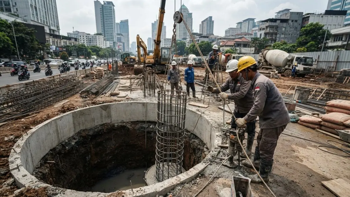 Cocok menopang bangunan pada tanah keras yang berada lebih dalam menggunakan beton bertulang optimal (BTV/AI).