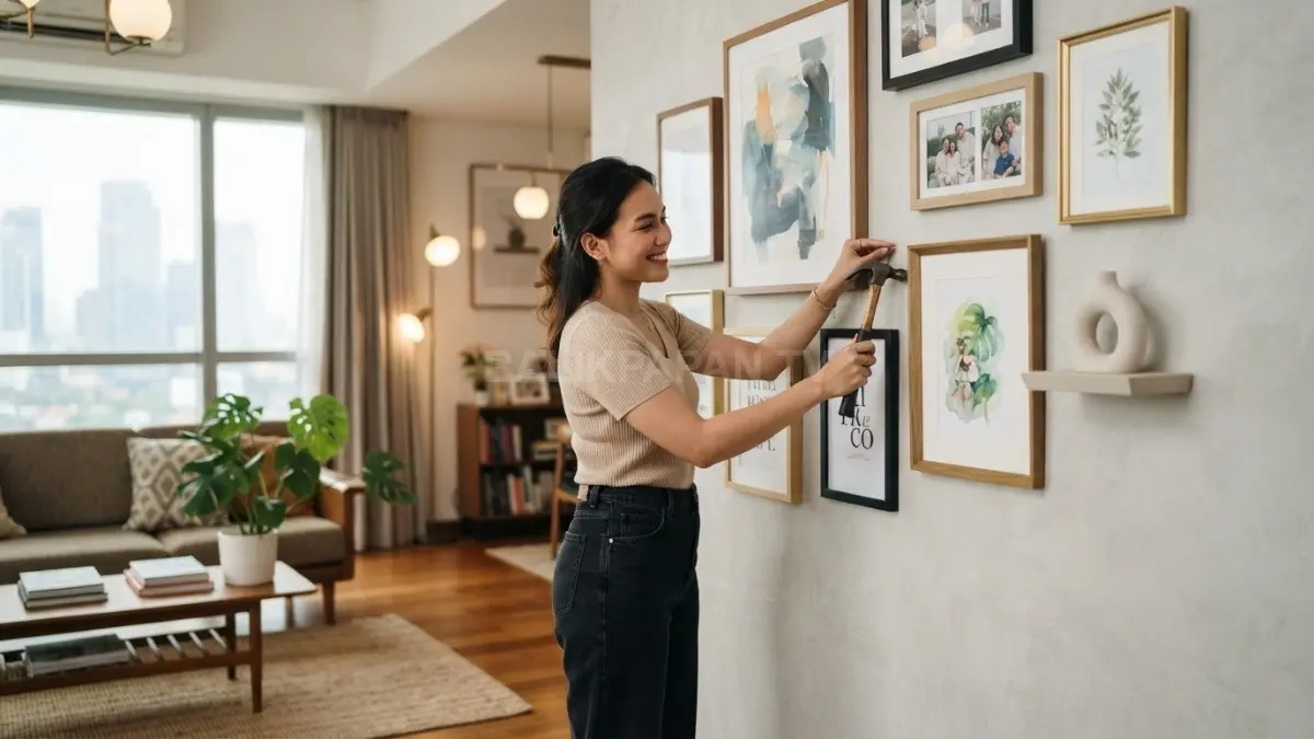 Dekorasi dinding proporsional menciptakan keseimbangan visual, memperkuat karakter ruangan tanpa mengurangi kenyamanan interior rumah (BTV/AI).