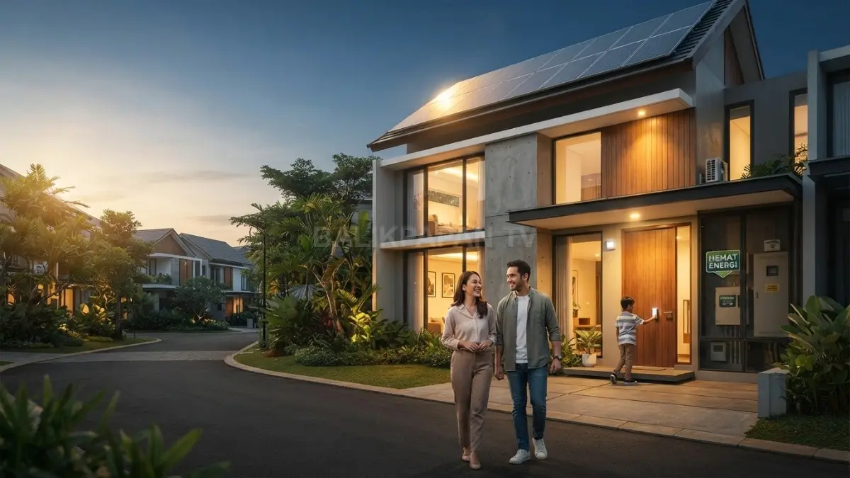 Efisiensi Energi: Rumah green house memanfaatkan teknologi hemat listrik untuk menekan konsumsi energi harian secara optimal. (BTV/AI)