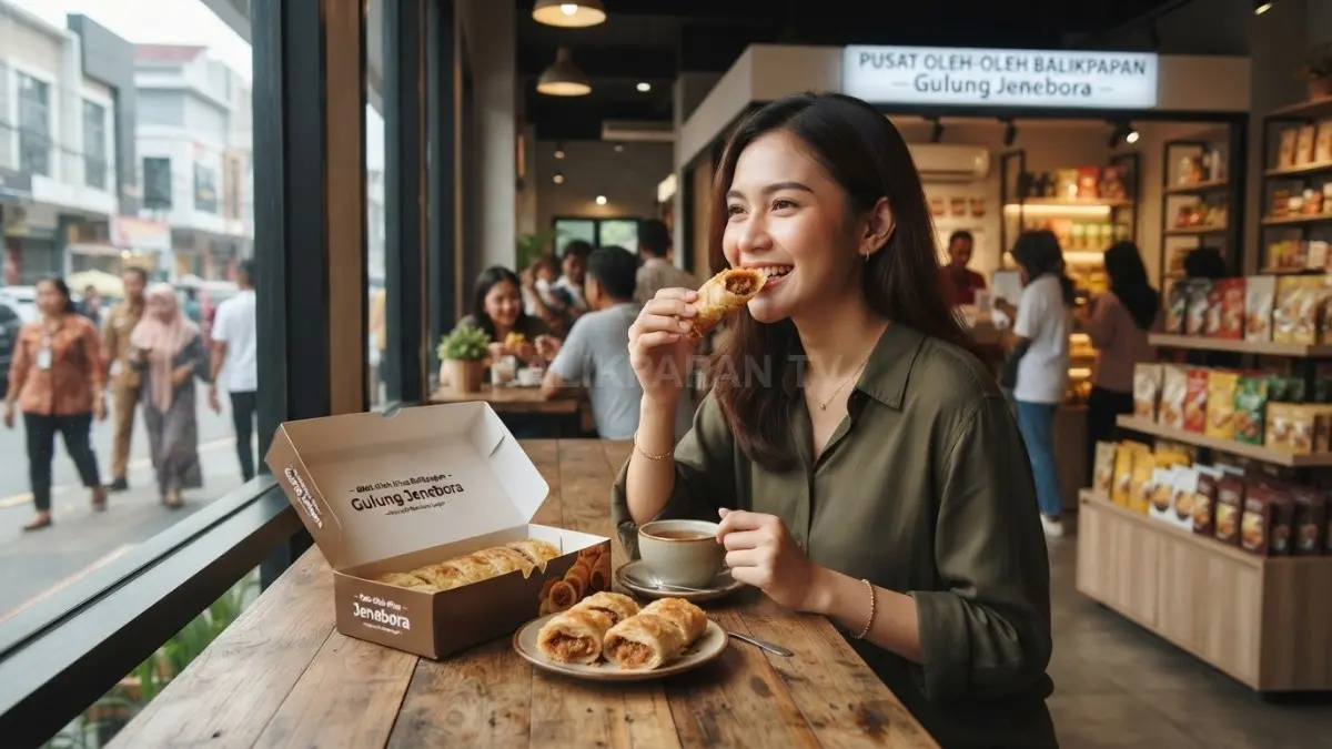 Gulung Jenebora sebagai camilan khas Balikpapan yang cocok dijadikan oleh-oleh wisatawan. (BTV/AI)