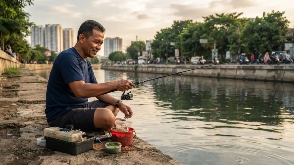 Gunakan umpan sesuai jenis ikan target seperti cacing, udang, pelet, atau lumut agar hasil maksimal (BTV/AI)