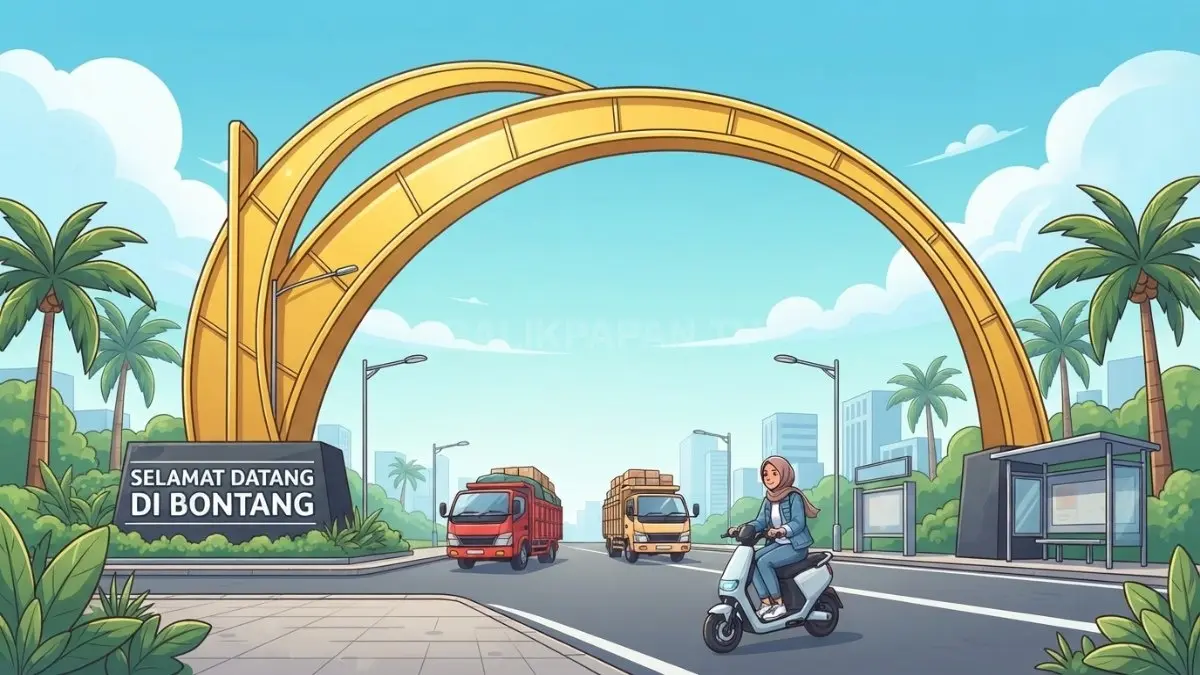Ilustrasi Tugu Selamat Datang Bontang terkait penyidikan dugaan korupsi proyek pembangunan yang terus dikembangkan penyidik Kejari (BTV/AI)