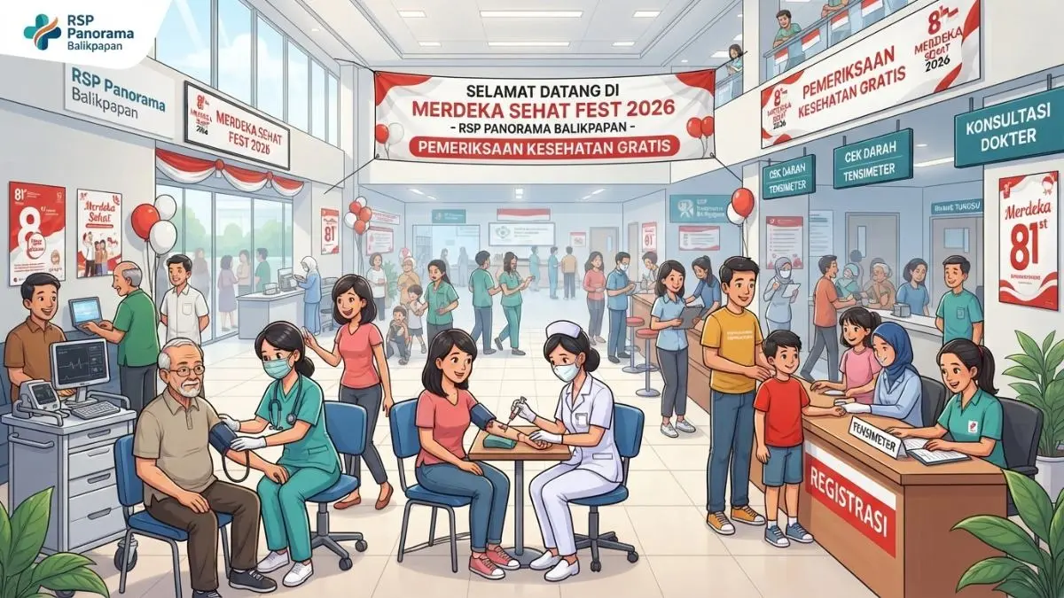 Ilustrasi warga mengikuti pemeriksaan kesehatan gratis pada rangkaian Merdeka Sehat Fest 2026 di RSP Panorama Balikpapan (BTV/AI)