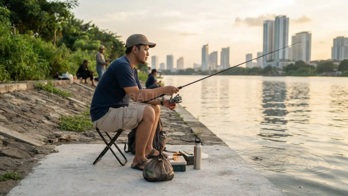 Jaga kebersihan area memancing dengan membawa pulang seluruh sampah demi menjaga kelestarian lingkungan bersama (BTV/AI)