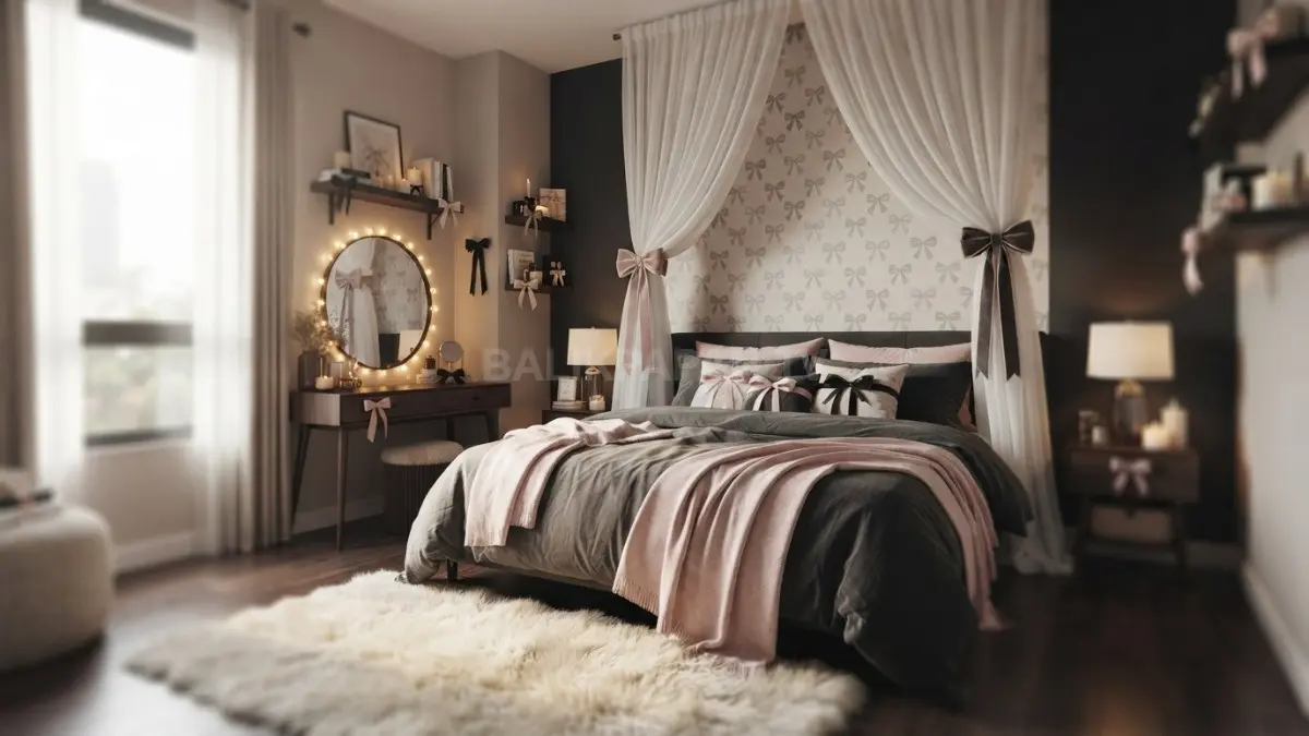 Kamar estetik bernuansa pita dekoratif lembut hingga gelap dengan sentuhan elegan dan modern yang menawan (BTV/AI)
