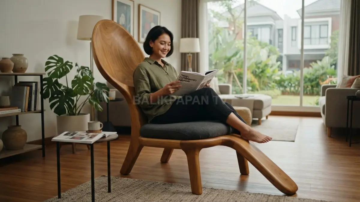 Kursi berbentuk sendok raksasa menghadirkan dekorasi rumah unik, artistik, modern, dan menarik perhatian setiap tamu. (BTV/AI)