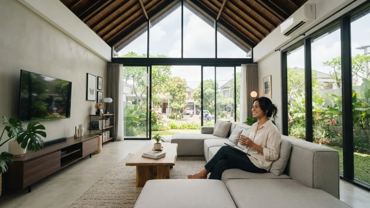 Langit-langit tinggi cocok diterapkan pada rumah minimalis agar ruangan terasa lapang nyaman sekaligus efisien fungsional (BTV/AI)