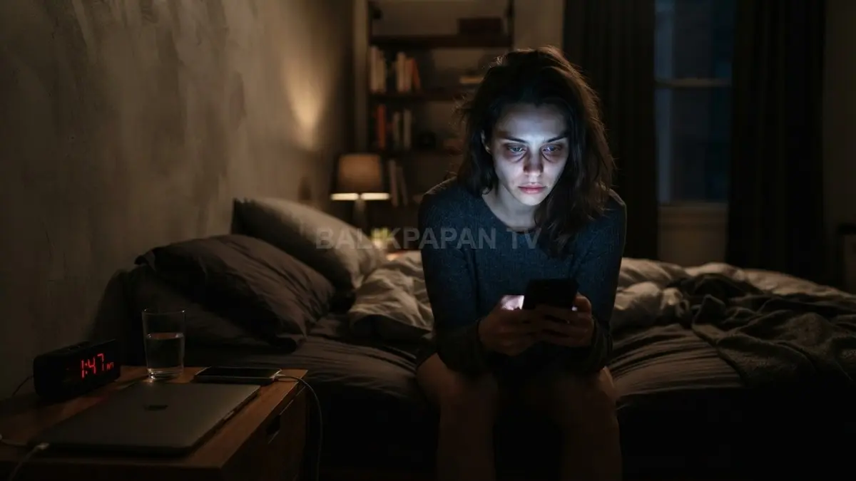 Menatap layar hingga larut malam dapat menghambat proses pemulihan alami kulit saat beristirahat. (BTV/Ai)