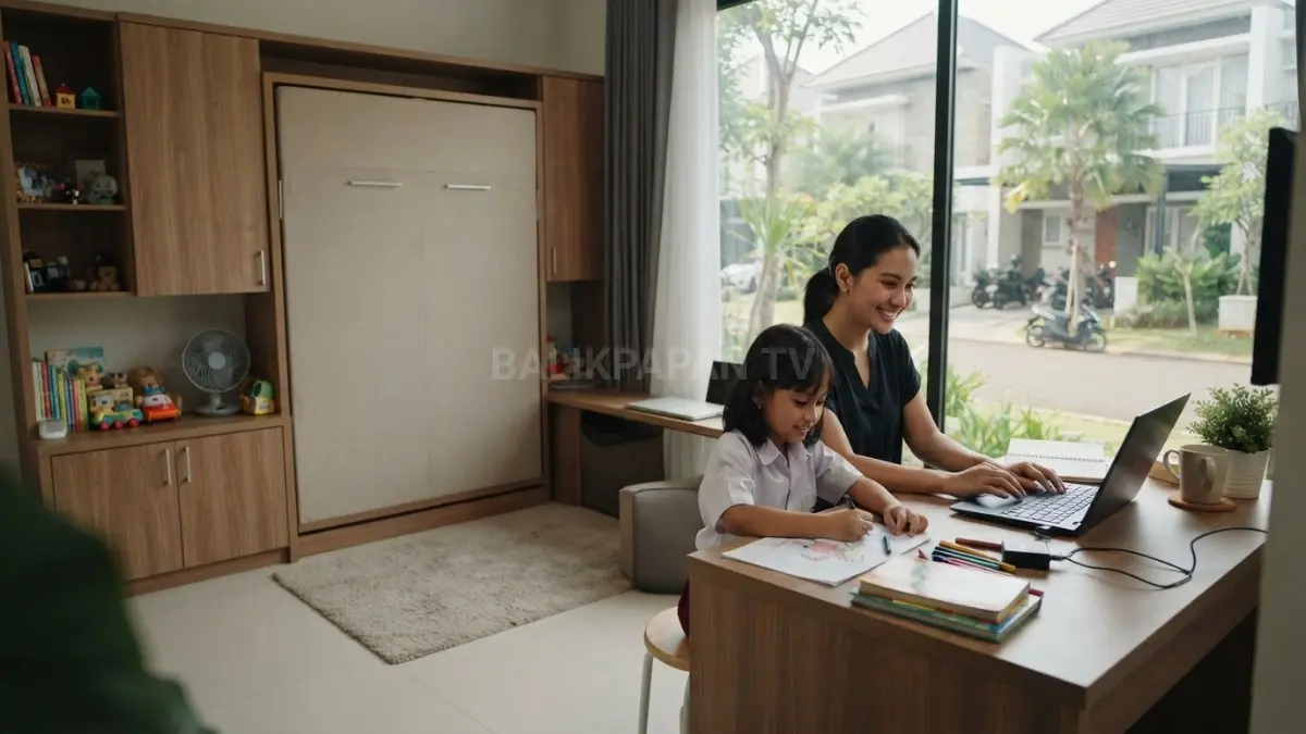 Menciptakan keseimbangan antara bekerja dan mendampingi anak belajar di rumah. (BTV/AI)