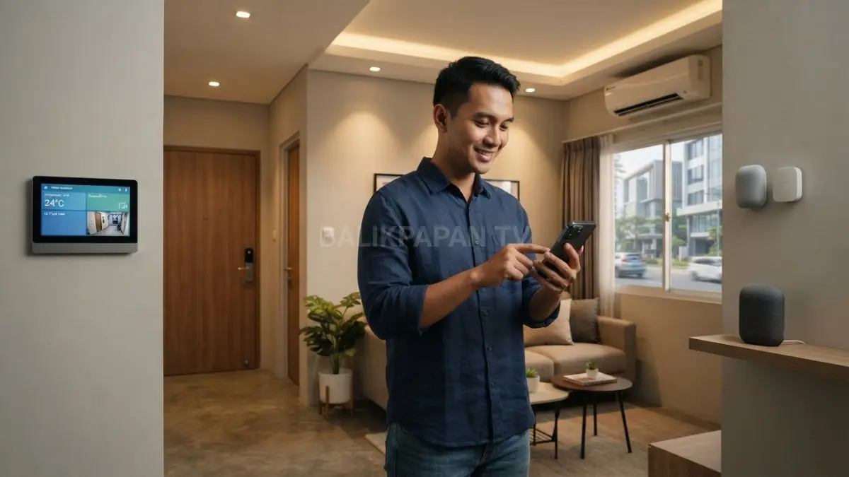 Mengontrol perangkat rumah pintar dengan mudah melalui smartphone. (BTV/AI)