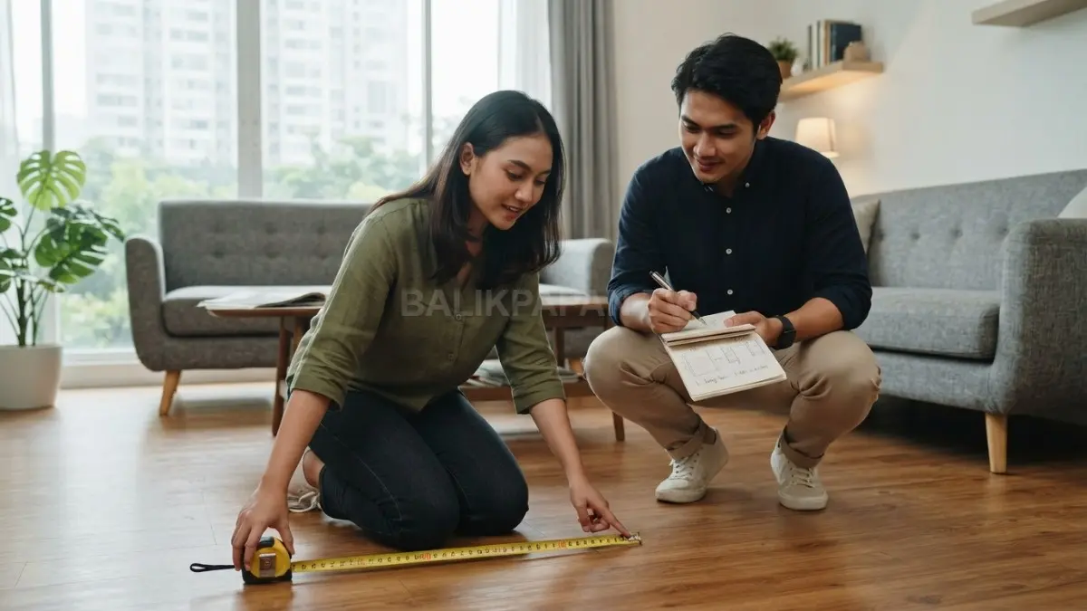 Pengukuran area sebelum membeli karpet membantu menciptakan tata ruang yang nyaman dan lebih estetis. (BTV/AI)