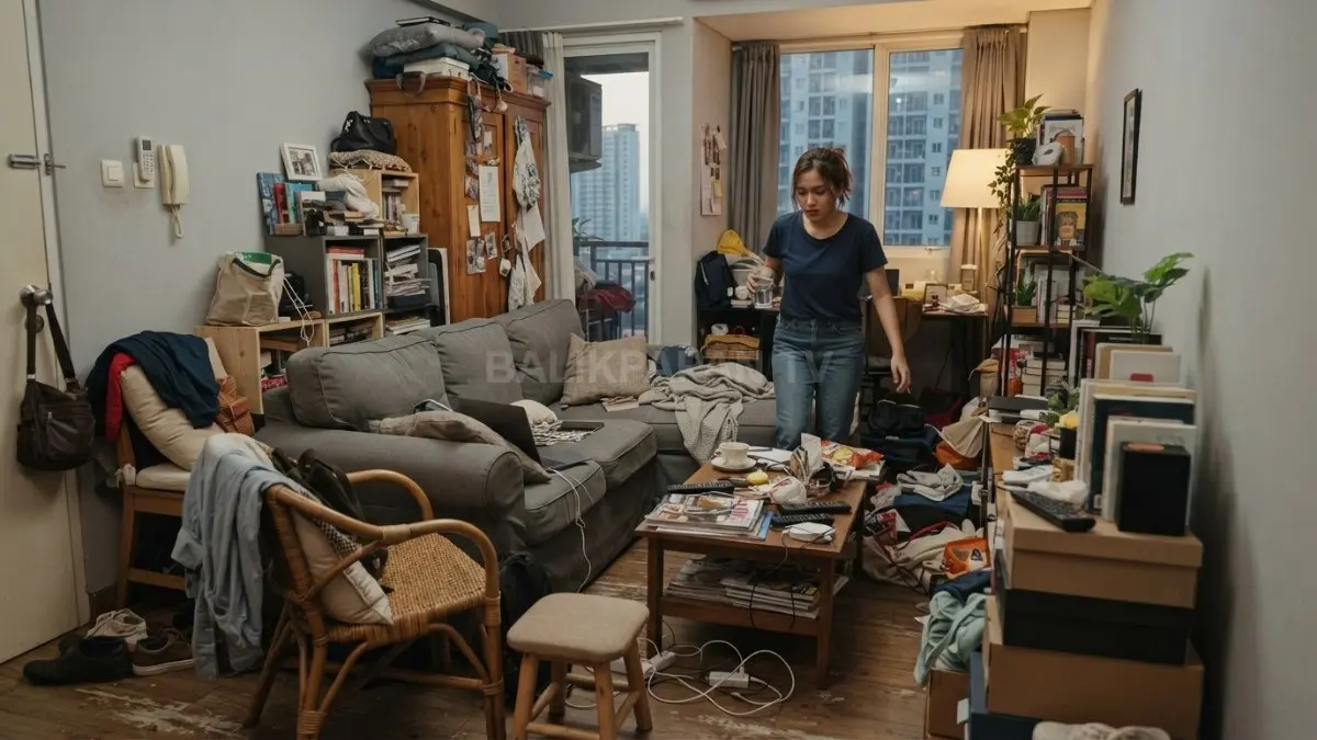 Penumpukan barang dan dekorasi yang tidak tertata membuat ruangan terasa sempit, sehingga decluttering menjadi langkah penting untuk menciptakan rumah yang lebih rapi dan nyaman. (BTV/AI)