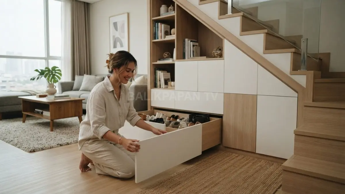 Penyimpanan tersembunyi menjaga rumah tetap rapi dan hemat ruang. (BTV/AI)