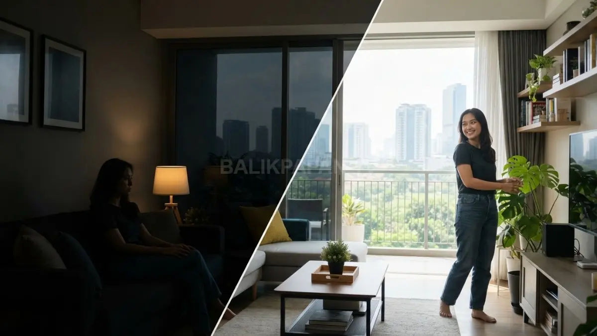 Perbedaan pencahayaan memberi dampak besar pada kesan luas sebuah ruangan. (BTV/AI)