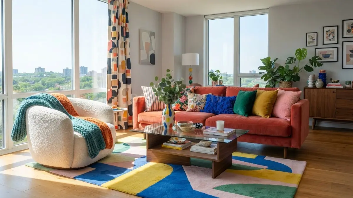 Perpaduan motif dan tekstur warna cerah menghadirkan suasana ruangan yang ceria serta penuh energi. (BTV/Ai)