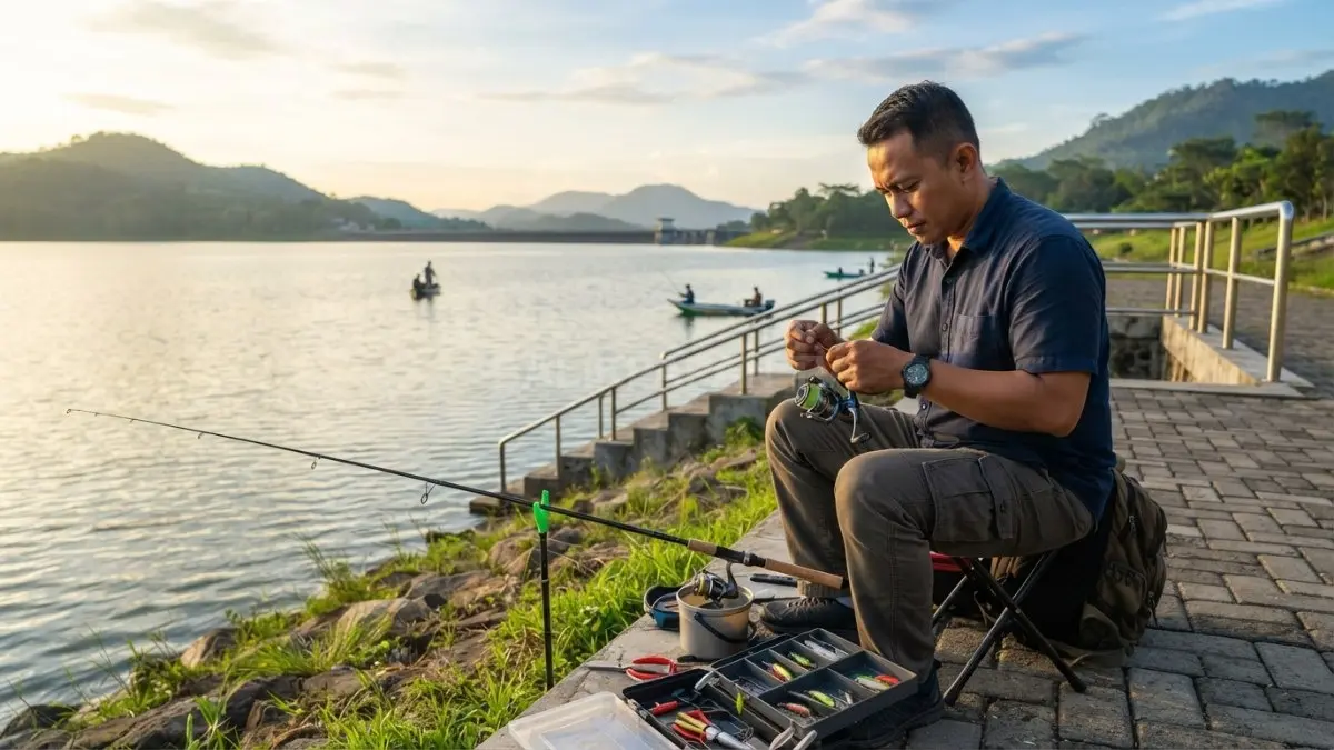 Pilih sungai, danau, waduk, kolam, atau laut dengan kondisi aman agar peluang mendapatkan ikan lebih besar. (BTV/AI)