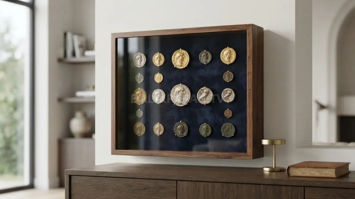 Shadow box memberikan ruang tiga dimensi aman untuk memajang koleksi koin, pin, maupun lencana. (BTV/Ai)