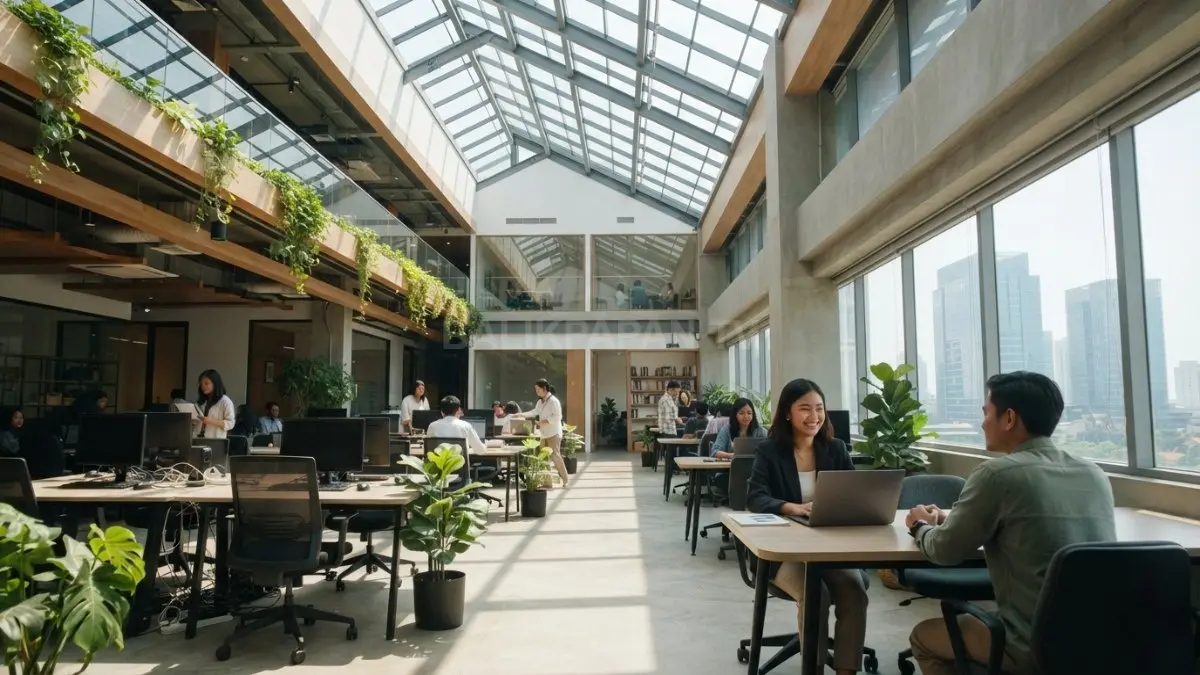 Skylight dan langit-langit tinggi memaksimalkan cahaya alami sehingga ruangan terasa terang hemat energi sepanjang hari (BTV/AI)