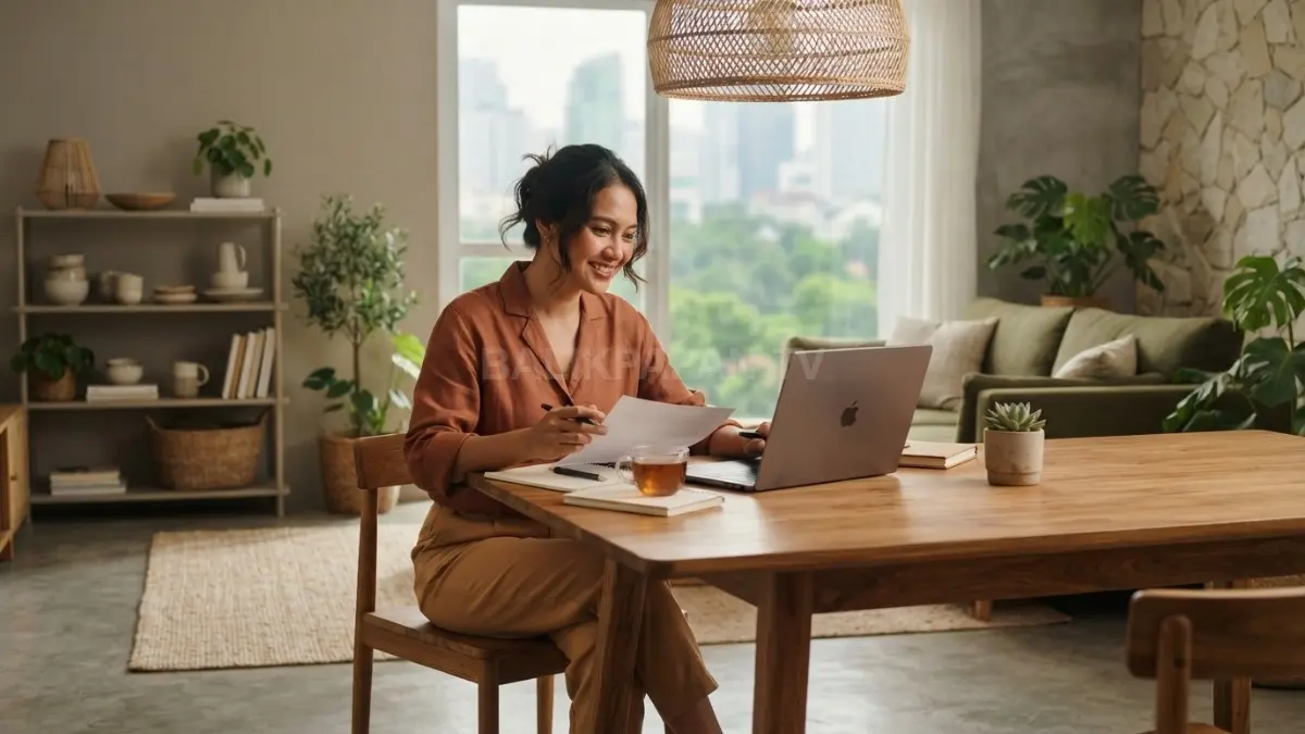 Sudut rumah modern yang nyaman dan fungsional untuk bekerja dari rumah. (BTV/AI)