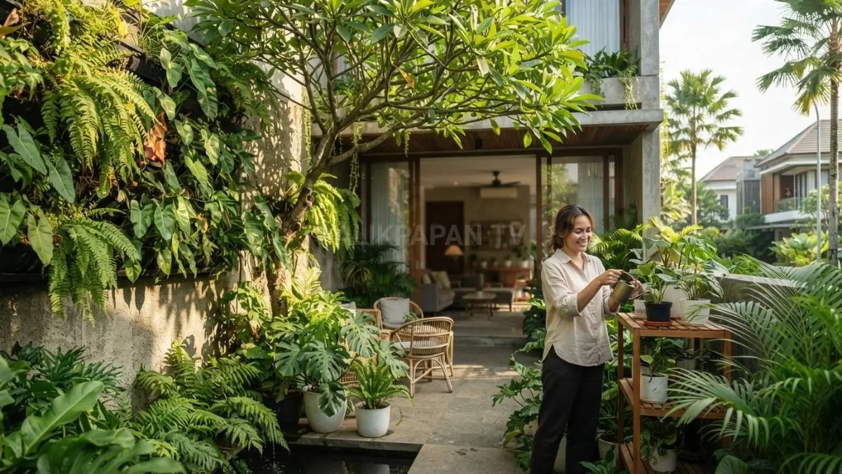 Taman hijau membantu menciptakan rumah yang lebih sejuk dan nyaman. (BTV/AI)