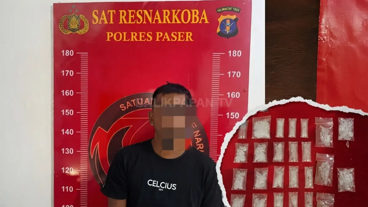 Barang bukti berupa puluhan paket diduga sabu, timbangan digital, uang tunai, dan telepon seluler diamankan Satresnarkoba Polres Paser dalam pengungkapan kasus dugaan peredaran narkotika di Desa Tanah Periuk, Kecamatan Tanah Grogot.