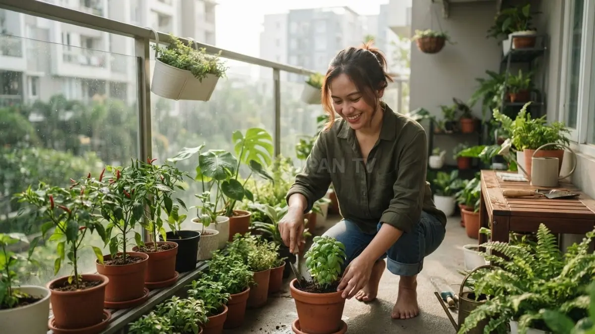 Berkebun di rumah menjadi hobi sederhana yang menenangkan sekaligus memperindah ruang. (BTV/AI)
