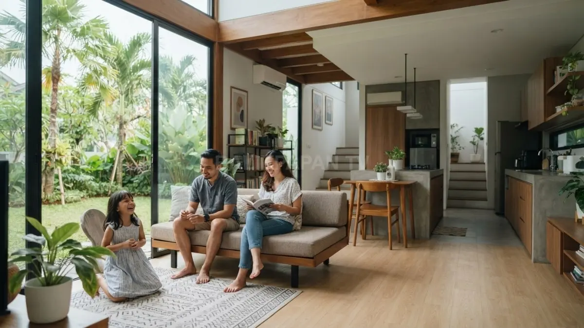 Desain arsitektur sederhana dengan pencahayaan alami untuk menciptakan rumah yang hangat dan nyaman. (BTV/AI)