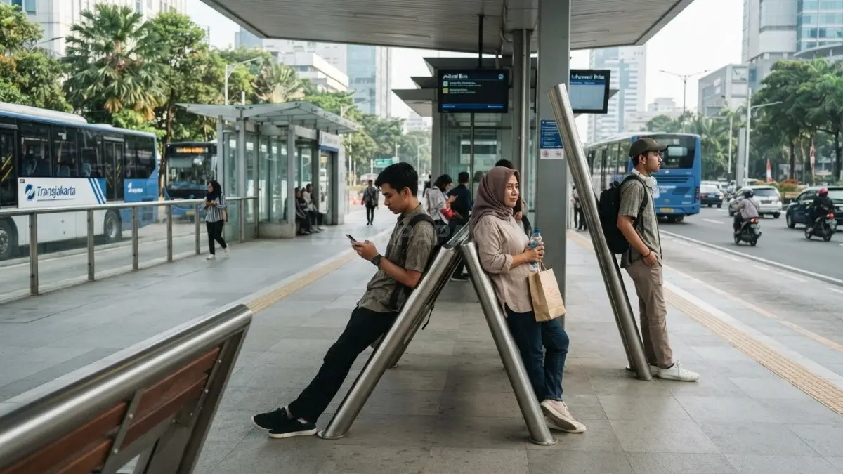 Dudukan miring membantu pengguna beristirahat singkat tanpa mendorong penggunaan berkepanjangan di halte dan ruang tunggu (BTV/AI)