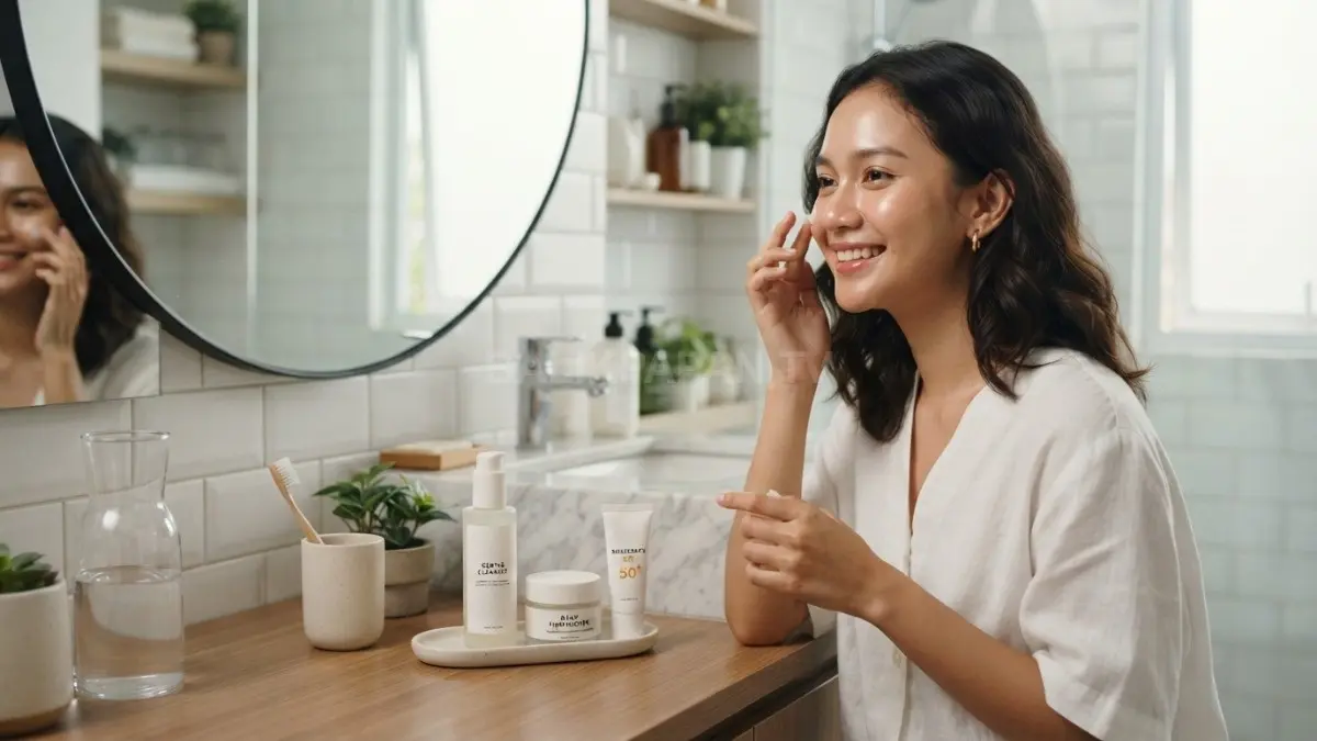 Gunakan skincare dasar secara rutin agar kulit tetap sehat, terawat, dan terlindungi setiap hari. (BTV/AI)