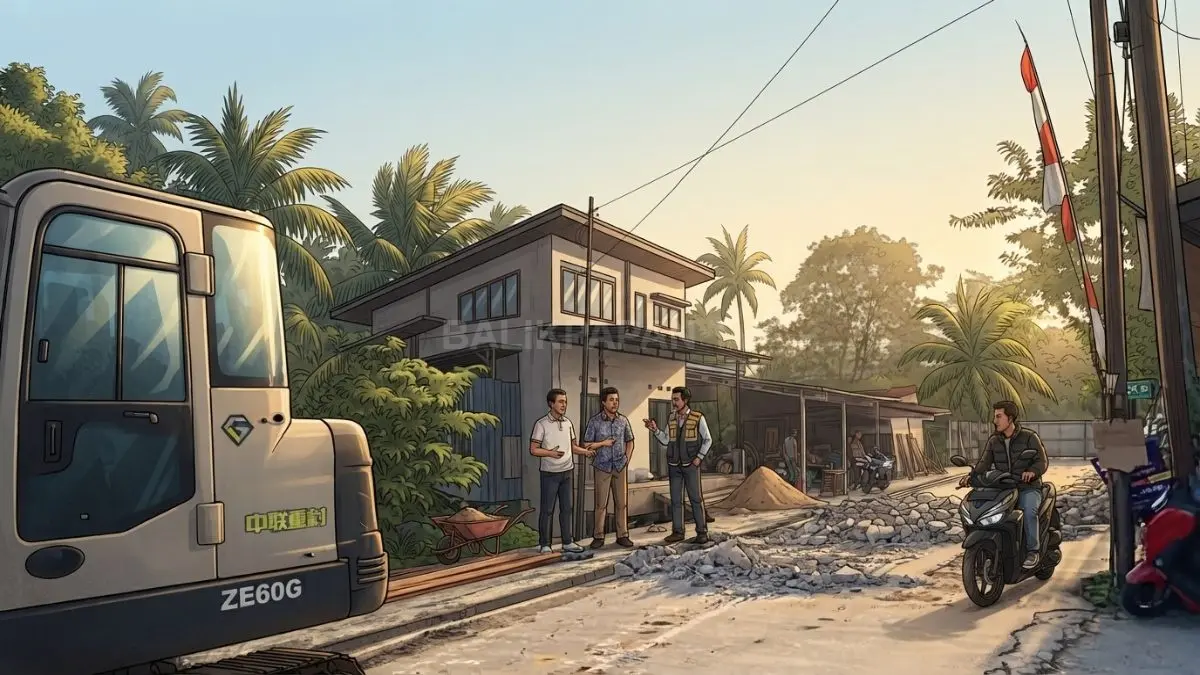 Ilustrasi kondisi Jalan Padat Karya KM 8 Graha Indah saat mulai ditutup untuk proyek perbaikan konstruksi menyeluruh (BTV/AI)