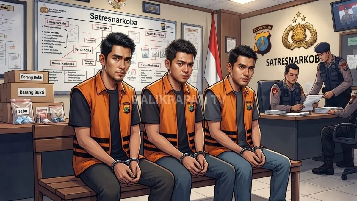 Ilustrasi pengungkapan jaringan peredaran sabu oleh Satresnarkoba Polres Kutai Barat melalui operasi penyamaran berujung penangkapan (BTV/AI)