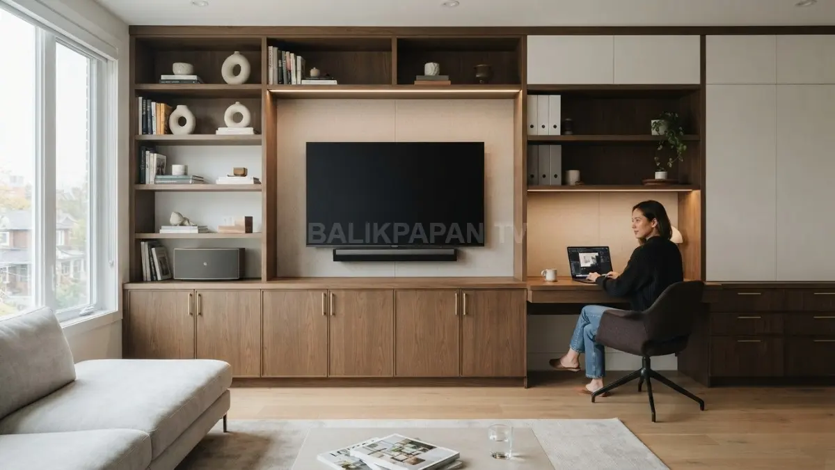 Kabinet built-in memanfaatkan dinding untuk menyimpan barang sekaligus menjaga ruang minimalis tetap rapi dan fungsional. (BTV/AI)