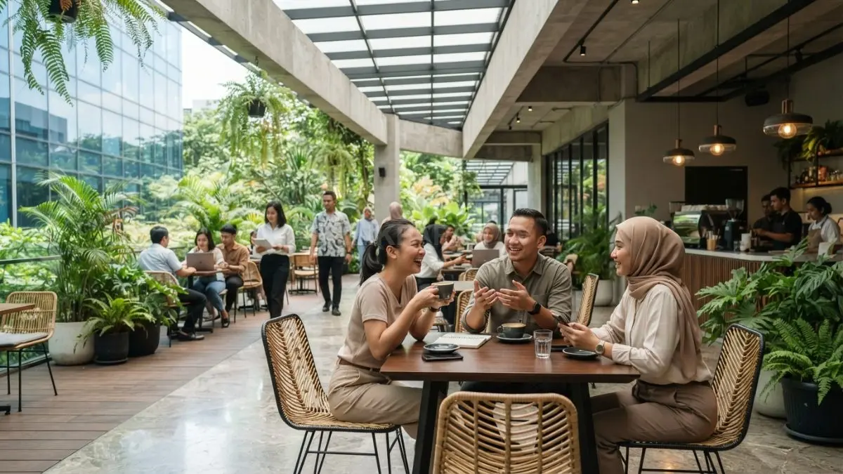 Area semi outdoor menciptakan suasana sejuk, alami, nyaman, cocok untuk bersantai bersama keluarga maupun teman (BTV/AI)