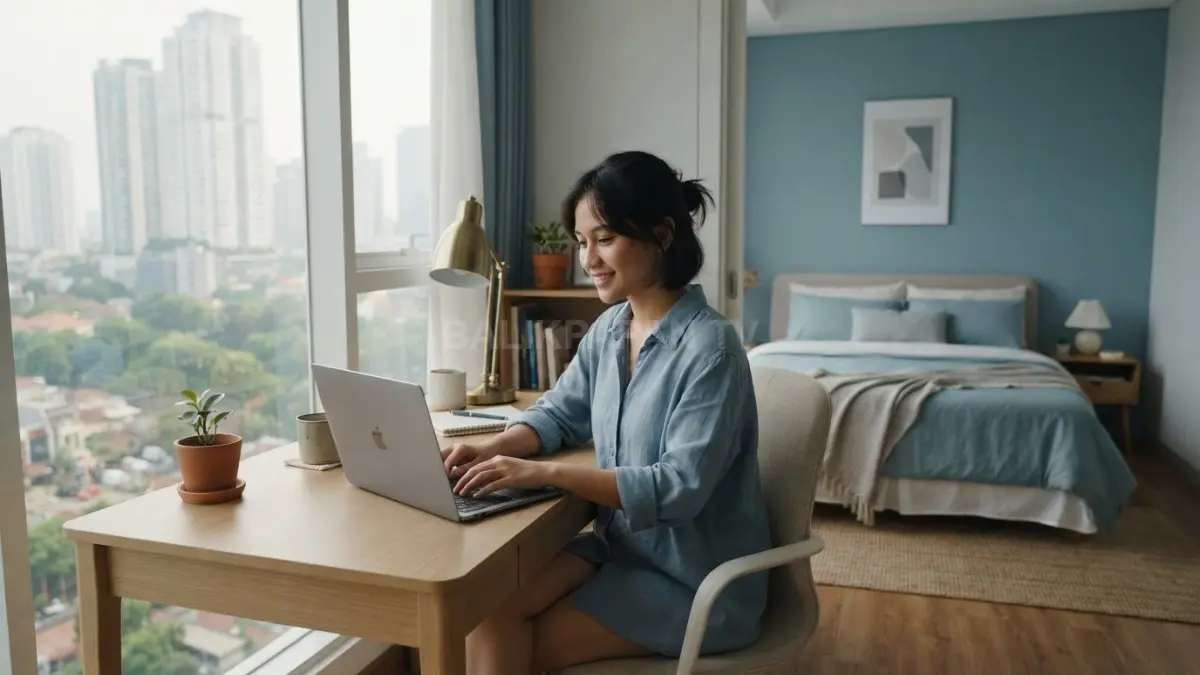 Dusty Blue menghadirkan nuansa tenang, modern, elegan, ideal mempercantik kamar tidur dan ruang kerja nyaman (BTV/AI)