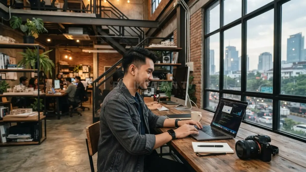 Gaya industrial menghadirkan nuansa modern, kokoh, estetik, berkarakter, sekaligus nyaman untuk berbagai konsep kafe (BTV/AI)