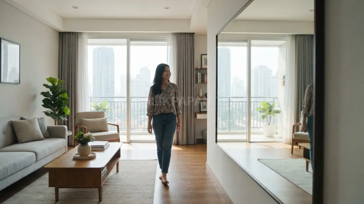 Gunakan cermin untuk menciptakan ilusi ruang lebih luas, terang, nyaman setiap saat di kamar Anda. (BTV/AI)