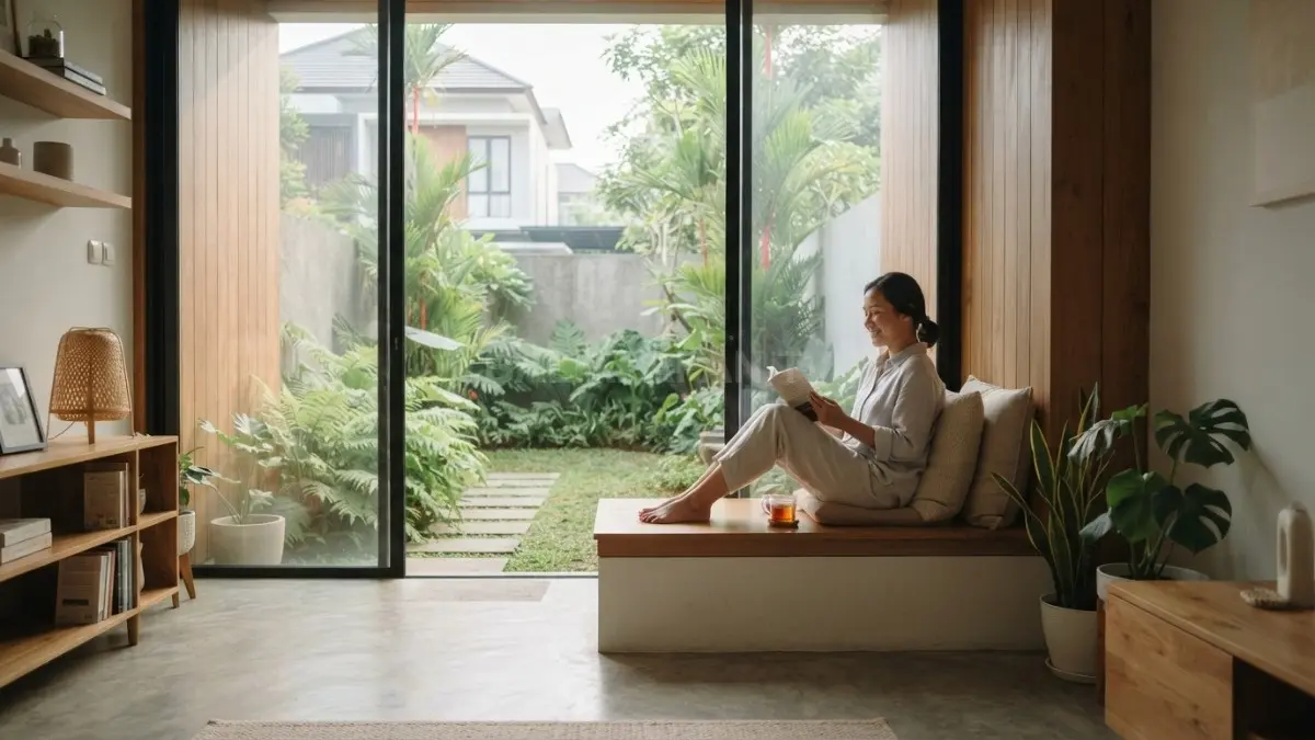 Introvert house menghadirkan hunian tenang dengan ruang privat, desain sederhana, dan suasana nyaman. (BTV/AI)