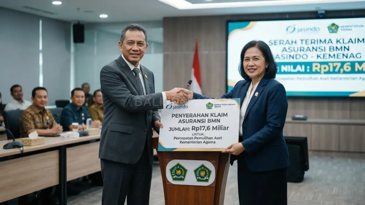 Jasindo menyerahkan klaim asuransi BMN senilai Rp17,6 miliar untuk percepatan pemulihan aset Kementerian Agama terdampak [BTV:AI]